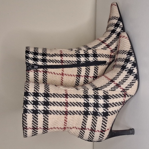 Burberry Shoes - Burberry Vintage Beige Nova Check Wool Tweed Fabric ankle booties